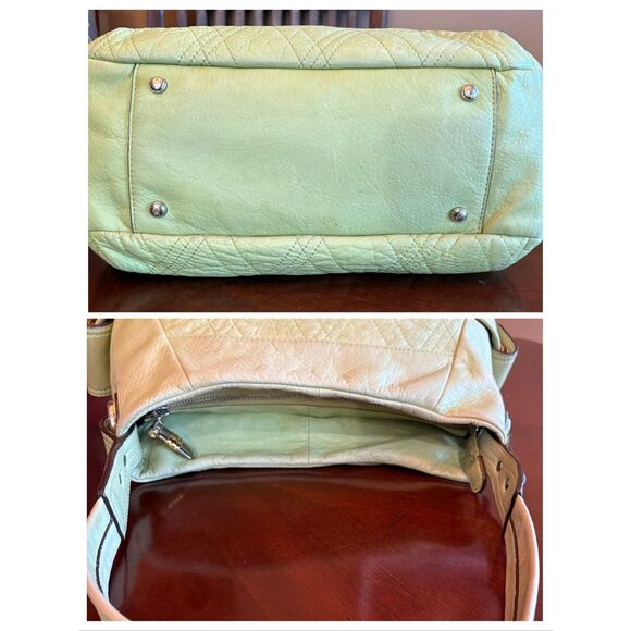 B. MAKOWSKY - Quilted Pebbled Leather Hobo Shoulder Bag in Celery - Like New! - Picture 8 of 16